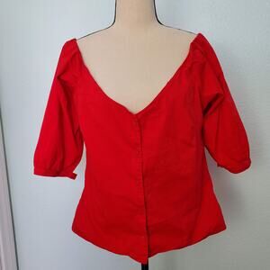 Could Shoulder Red Blouse Size M